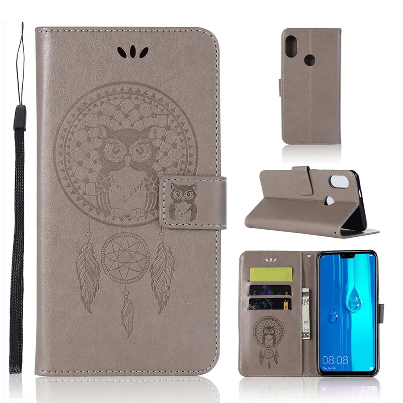 Чехол с милой совой для Huawei Y5 Y6 2017 2018 Y7 Pro Y9 2019 флип кошелек чехол книжка Y3 II 2
