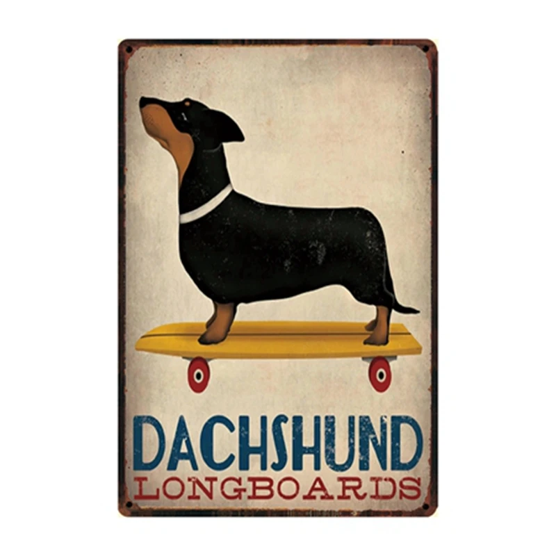 

[ Kelly66 ] Dog And Cat Bulldog Golden Dachshund Metal Sign Tin Poster Home Decor Bar Wall Art Painting 20*30 CM Size Dy56