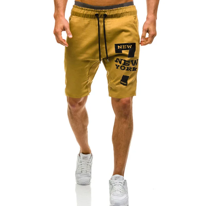 Мужские шорты с буквенным принтом летние свободные бриджи цвета хаки серый