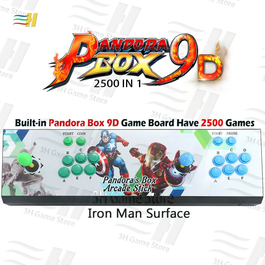 Встроенный ящик Pandora 9d 2500 В 1 аркадная игровая консоль поддержка 3P 4P игры usb можно подключить геймпад подключи и играй Поддержка 3d игры