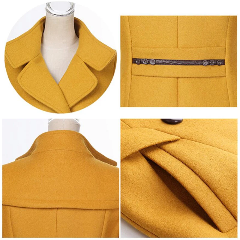 

New Fashion Women Autumn Winter Coat Women Windbreaker Jacket Women Woolen Coats Elegant Wool Blends Trench Coat YP1253