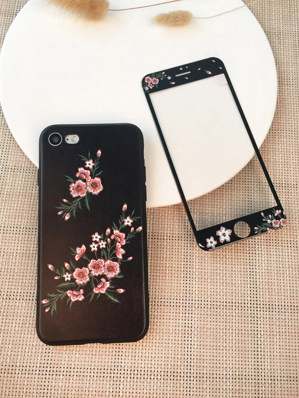 Защита экрана из закаленного стекла с цветами для iPhone 7 Plus, 3D закругленные края, Мультяшные цветочные чехлы для телефонов для iPhone 6 6s Plus 8 SG72