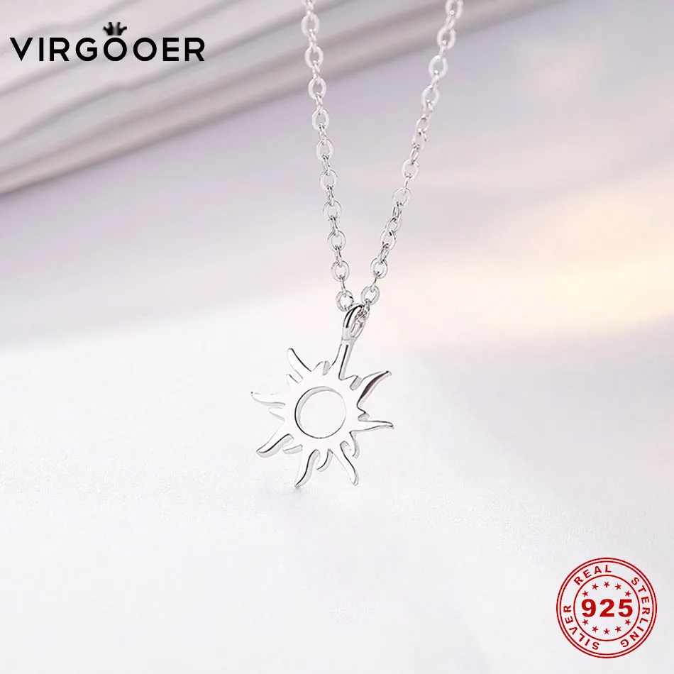 Virgooer серебряное ожерелье Новая мода Солнечный кулон винтажный дизайн цепочка