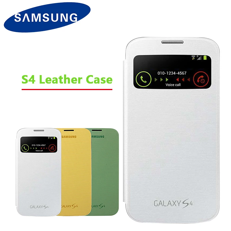 Оригинальный флип чехол для samsung Galaxy S4 i9500 i9505 кожаный умный с окошком защитный