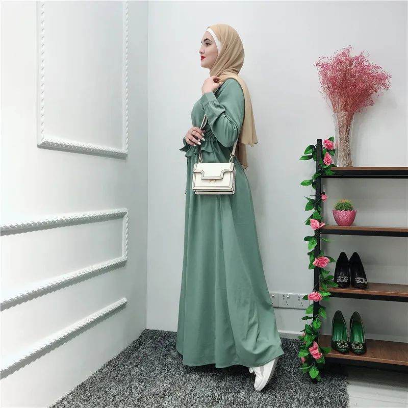 Кафтан арабский абайя Дубай Турция оборками мусульманский хиджаб платье Рамадан