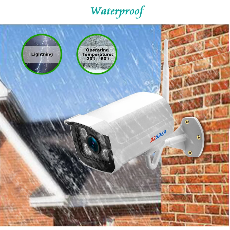 BESDER Wifi наружная IP камера 1080P 720PAudio запись металлическая Водонепроницаемая 2.0MP