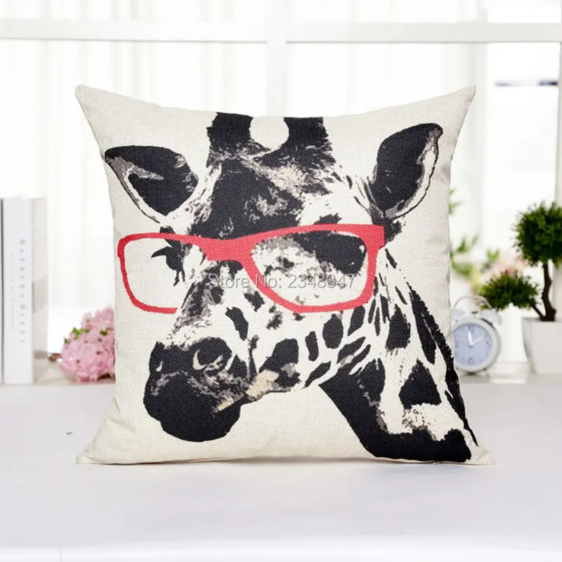 Милая мультяшная Радужная лошадь Зебра Подушка-Жираф покрывающая Льняные