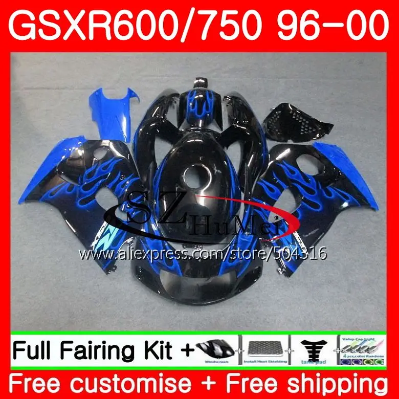 

blue flames Body For SUZUKI GSX-R600 GSXR 600 750 SRAD 27SH8 GSXR750 96 97 98 99 00 GSXR600 1996 1997 1998 1999 2000 Fairings