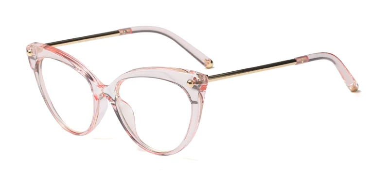 clear pink Оригинальные небольшие солнцезащитные очки "кошачий глаз" в стиле ретро оправы для очков для женщин прозрачные оптические оправы для очков TR90 полуметаллический черного цвета с леопардовым принтом - Цвет оправы: clear pink