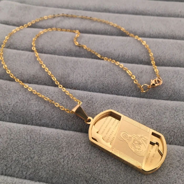 Медаль из нержавеющей стали с изображением Иисуса кулон цепочка золотого цвета