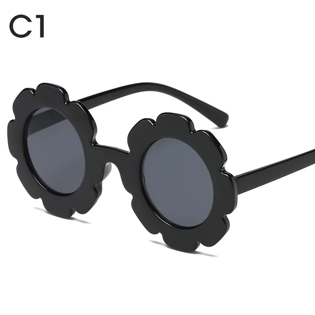 black black KPAY, винтажные детские солнцезащитные очки, детские солнцезащитные очки, круглый цветок, Gafas, детские, UV400, спортивные солнцезащитные очки для девочек и мальчиков, Oculos De Sol - Цвет линз: black black