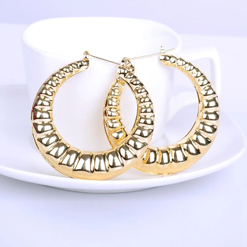 Hot Sale Large Basketball Wives Hoop Earrings Gold Bamboo Big Earring for Fashion Women Jewelry New Arrival Accessories | Украшения и