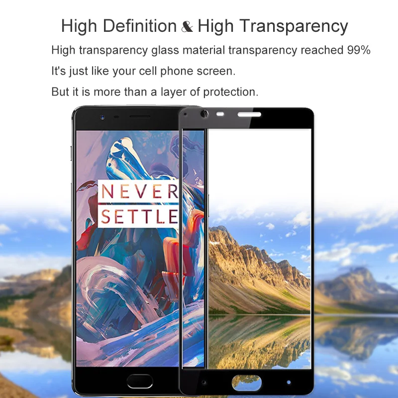 2 шт. 100% оригинал полное покрытие закаленное стекло для OnePlus 3 3T 5 50 &quot защита