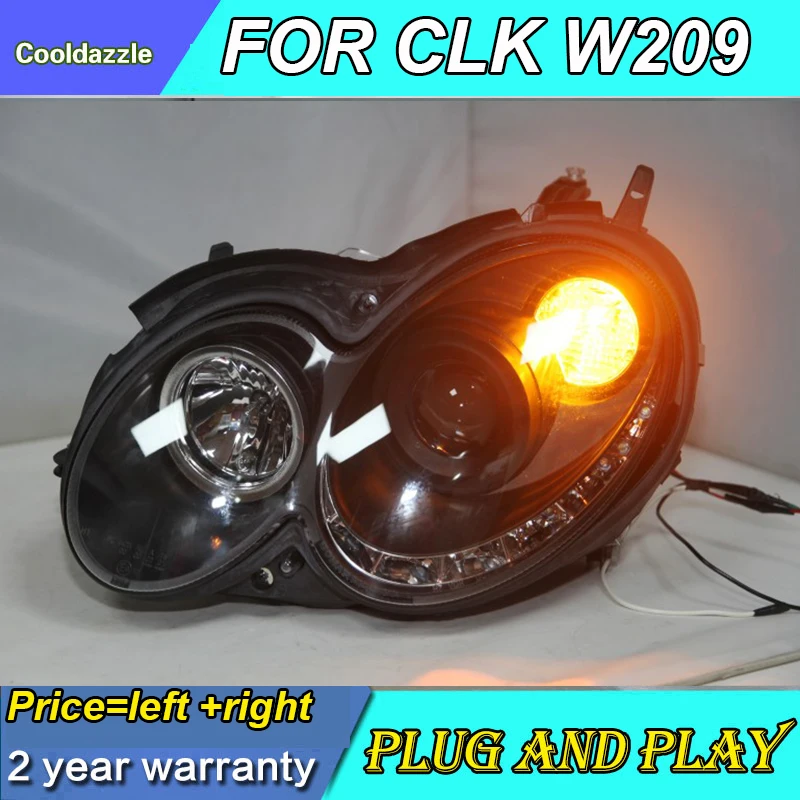 Для Mercedes-Benz CLK W209 светодиодный головной светильник 2004 20052006 2007 2008 2009 год передние лампы с дневными ходовыми огнями с комплектом HID