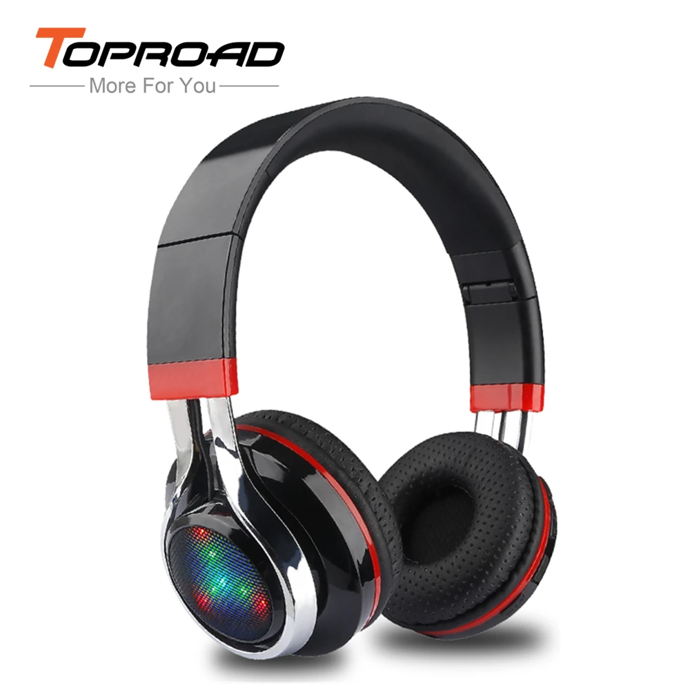 TOPROAD светодио дный audifonos Bluetooth наушники светящиеся складные Беспроводной музыке