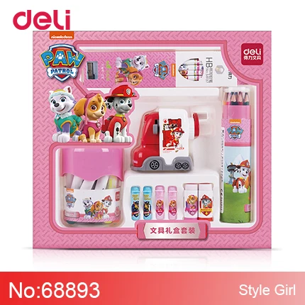 Deli Paw Patrol школьные канцелярские наборы 7 шт. подарки студенческие канцелярские принадлежности kawaii креативные цветные ручки для рисования точилка для ноутбука - Цвет: gift for girl
