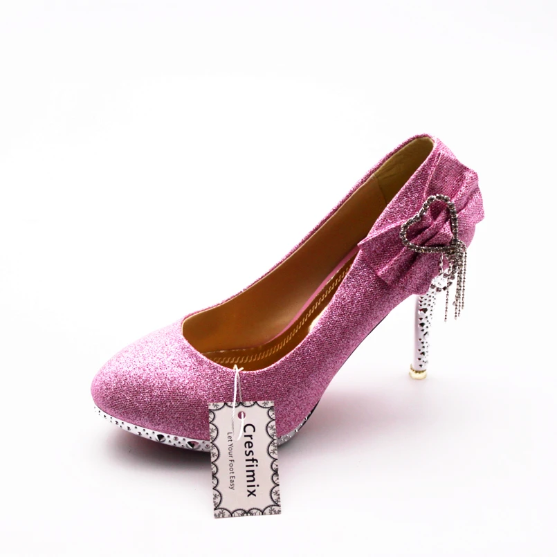 

Cresfimix women fashion & sexy pu leather high heel pumps lady cute pink party 10cm high heel shoes female slip on shoes a794