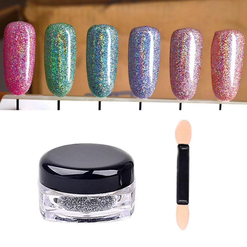 2017 Новый маникюр хром пигмент Голографический лазерный порошок блеск для ногтей