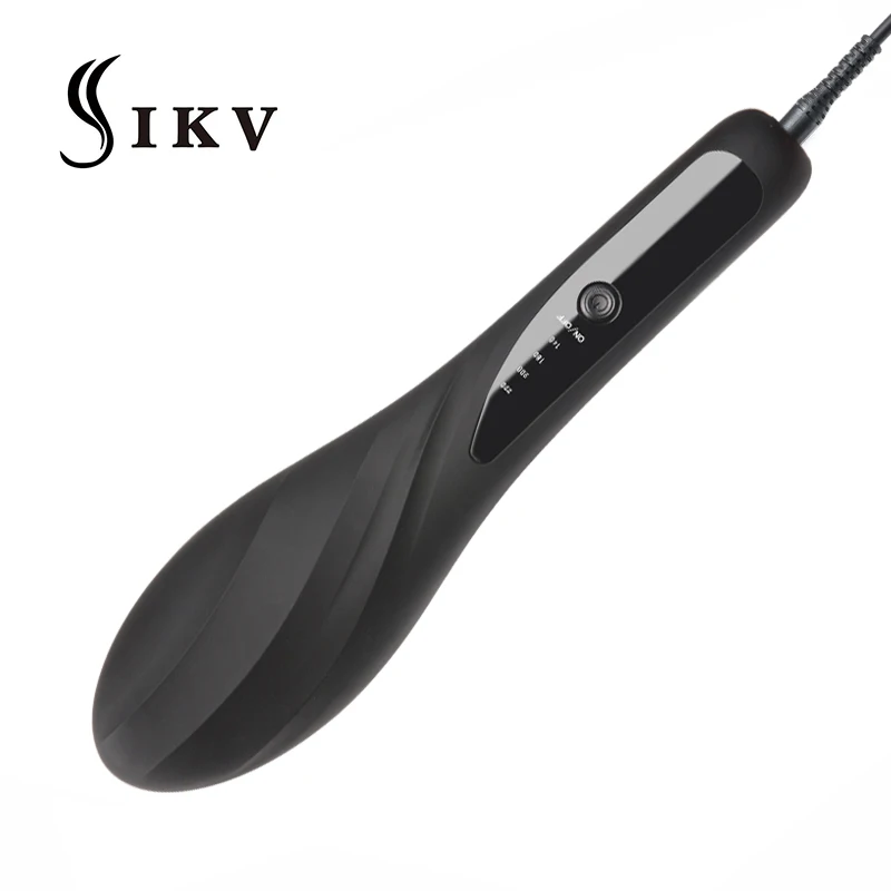 

IKV New Arrival electric Comb fast hair straightener Black Hair Straightening Brush With LCD Display hair dryer brush
