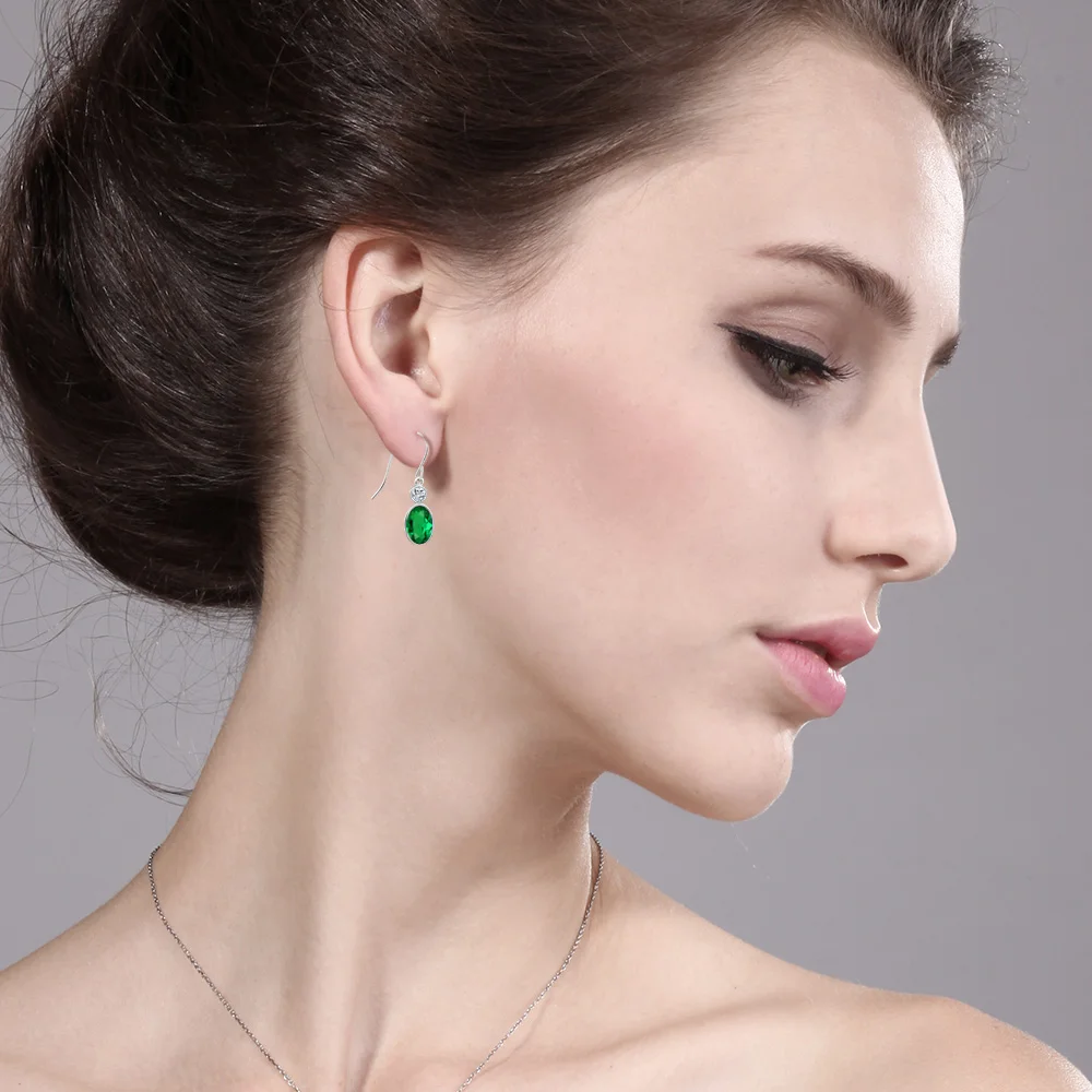 Винтаж 1.48 КТ овальной зеленый имитации Изумрудный Белый топаз 14 К белого золота