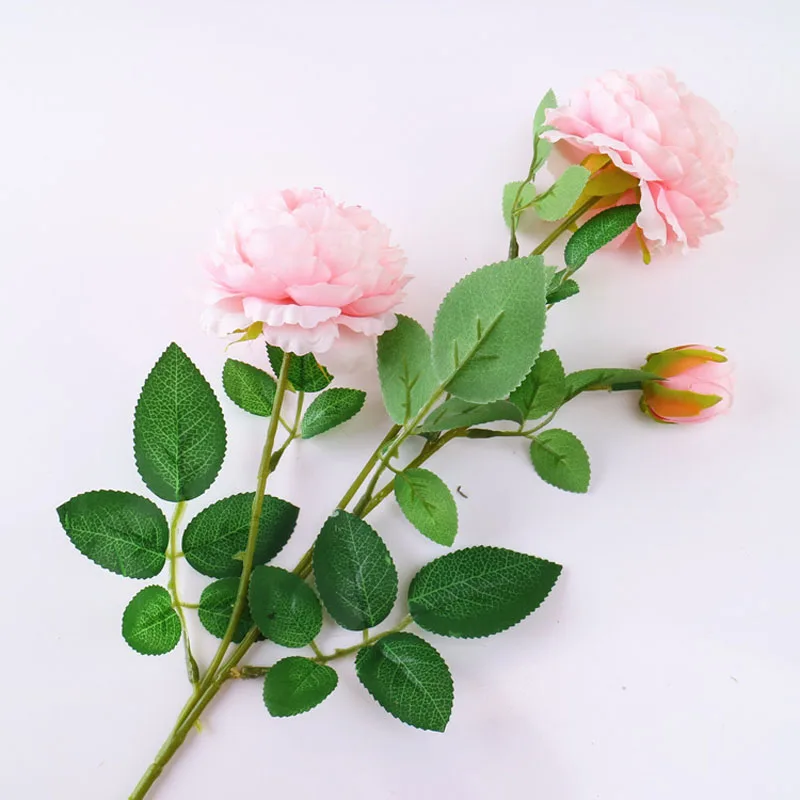 

New European Style Artificial Peony 3 Heads Home Silk Flower Wedding Party Flower Foreign Rose Decorative Flower 5 or 10pcs/lot