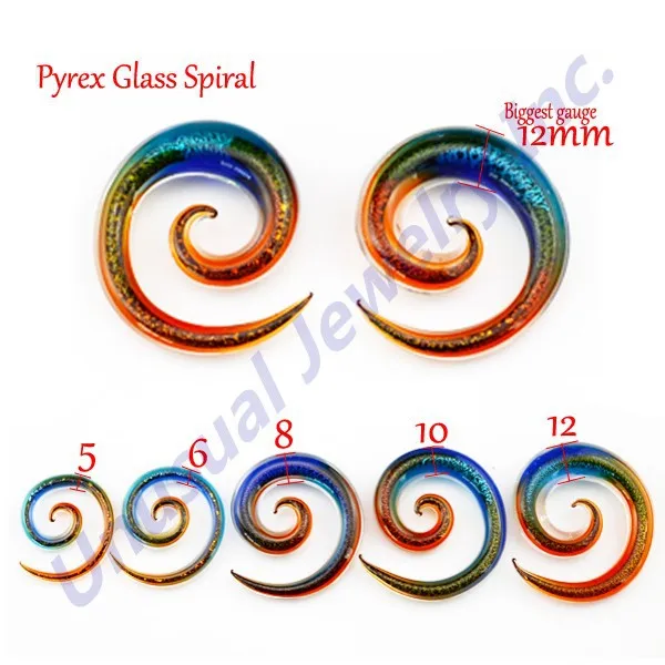 5 Пара Градиент Уха Expander Мода Стекло Спираль Стекла Pyrex Спирали Ухо Вихрем