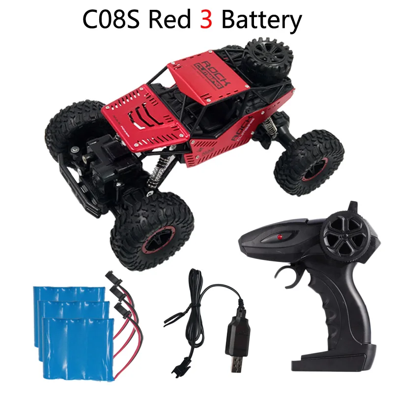 Red 3BAT Teeggi 1/16 C08S Радиоуправляемая машина 2,4 ГГц 4WD сильная мощная альпинистская Радиоуправляемая машина внедорожник игрушки автомобиль для детей подарок радиоуправляемые машины модель дистанционного управления - Цвет: Red 3BAT