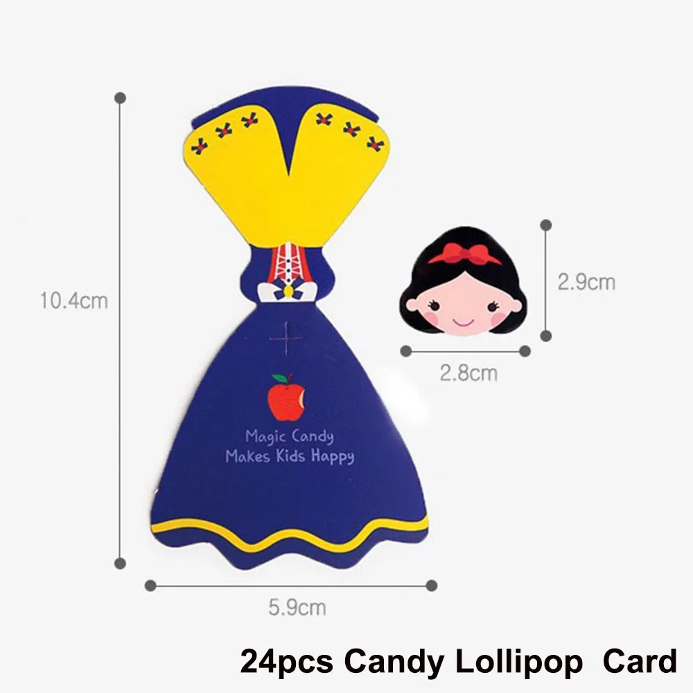 princess 1 24PCS 24 шт Русалка Принцесса леденец открытки ребенок душ украшения день рождения замороженные Русалка Вечерние принадлежности - Цвет: princess 1 24PCS