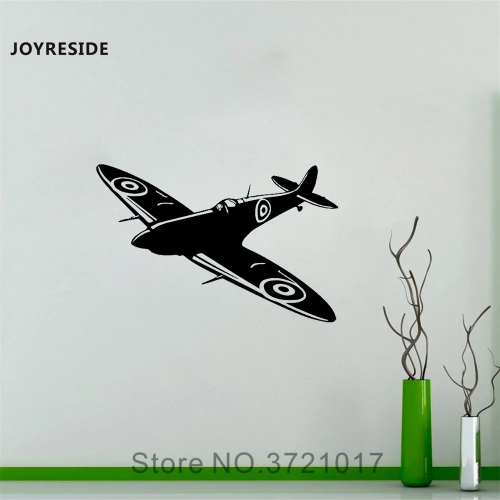 Joysebe самолет настенный боец Spitfire Наклейка Виниловая наклейка декор дизайн для
