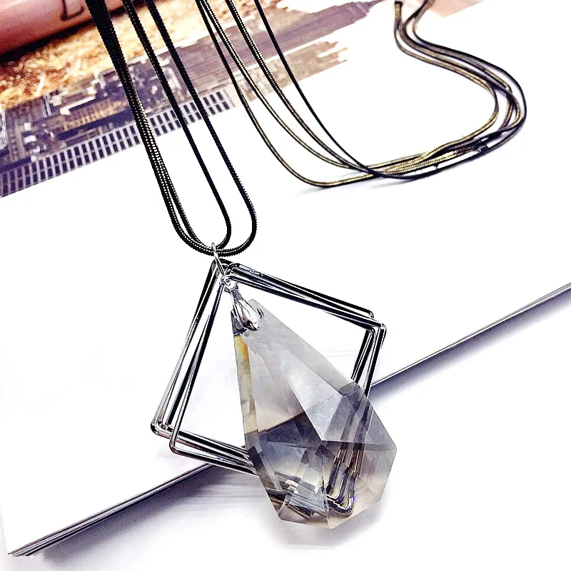 

Statement Geometric Big Water Drop Long Necklace Women Bijoux Fashion Jewelry Necklaces & Pendants