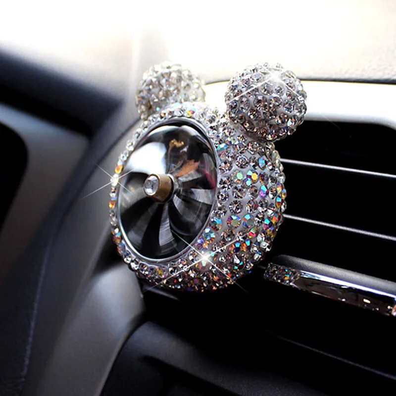 

Creative Bling Crystal Diamond Cartoon Car Air Freshener Outlet Vent Clip Car Perfume Solid Diffuser Car Accessories for Girls