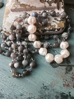 boho chic knot faceted natural stone labradorit beads and pearls necklace women necklace
