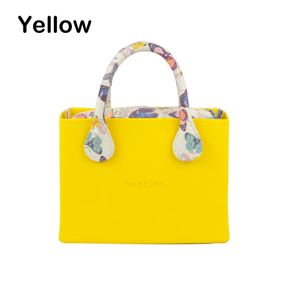 yellow Новинка, сумка с логотипом huntfun, стильная, Резиновая, Кремниевая, EVA, квадратная, сумка, Цветочный, холст, вставка, ручка, водонепроницаемая, женская сумка, сумка на плечо - Цвет: yellow