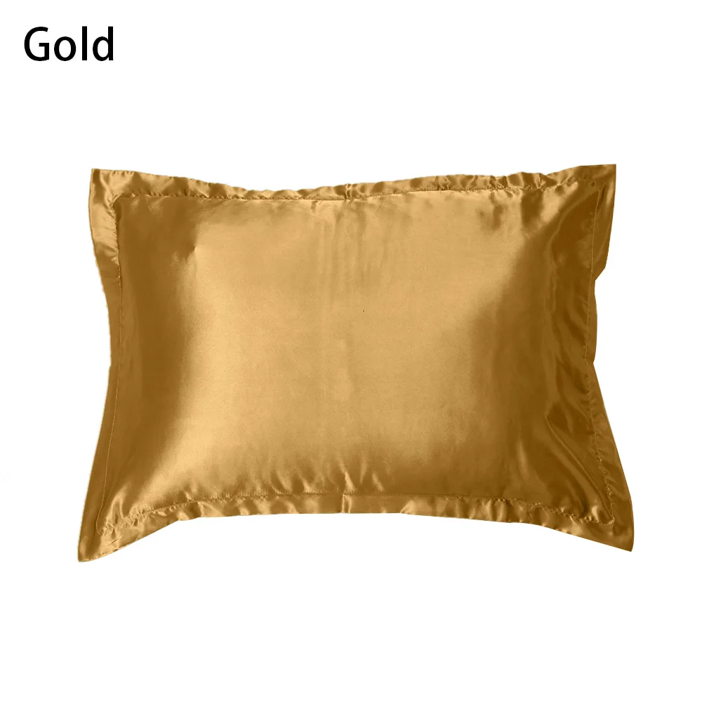 Gold 1 шт. Мягкий Гладкий прямоугольник 50*70 см queen Стандартный искусственный шелк, атлас Подушка Чехол разноцветный постельные принадлежности, подушка с эффектом чехол - Цвет: Gold