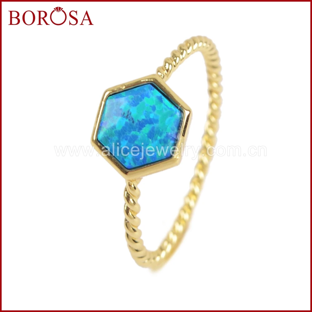 BOROSA 10 шт 6 мм шестигранные японские опаловые кольца оптовая торговля золотой