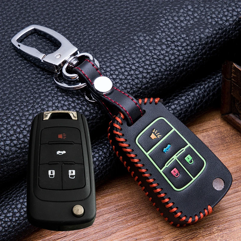 Светящийся кожаный чехол для ключей Ручное шитье buick Chevrolet Cruze Aveo TRAX Opel Astra Corsa Meriva