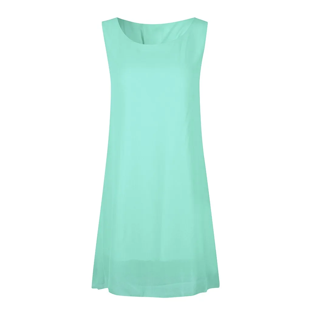 Модное летнее мини платье с бантом на спине бретельках без рукавов повседневное