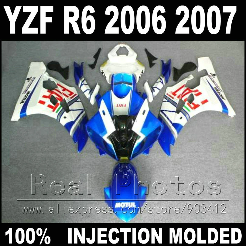 Набор для тела MOTOMARTS YAMAHA R6 обтекателя 06 07 литья под давлением глянцевый черный 2006