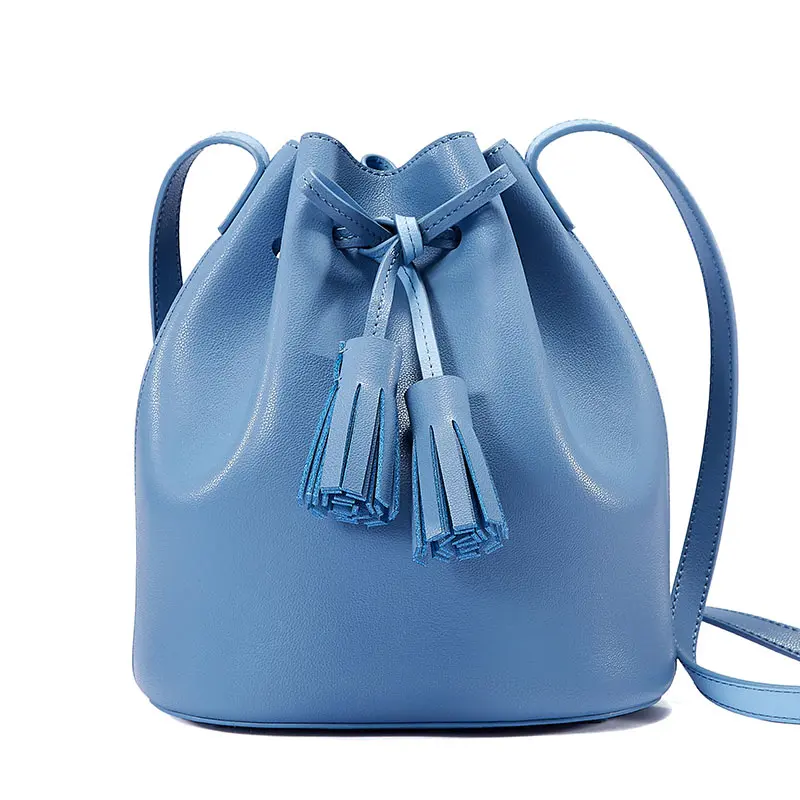 EMINI HOUSE, сумка-мешок с кисточками, сумки через плечо для женщин, роскошные сумки, женские сумки, дизайнерские, спилок, кожа, сумка на плечо - Цвет: Deep Blue