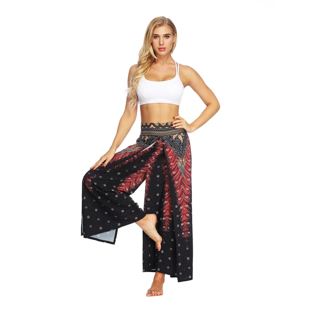 Women Casual Summer Loose Yoga Trousers Baggy Boho Aladdin Jumpsuit Harem Pants women leggings sport fitness