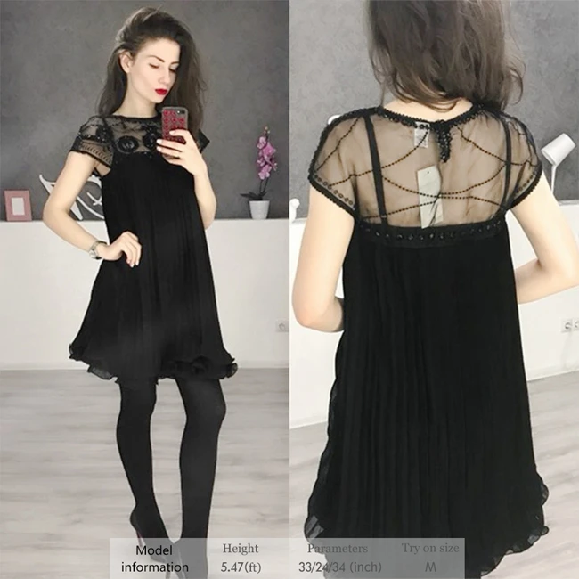 Элегантный Для женщин Платья для женщин Марка Vestidos мода абрикос короткий рукав Кружево плиссированные шифоновые Вы