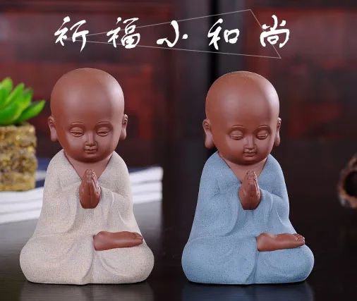 

Marvellous # TOP ART OFFICE home Buddhism Buddha " CHAN DAO " Little Monk sand-fired kiln porcelain pottery ceramic ART 2 Piece