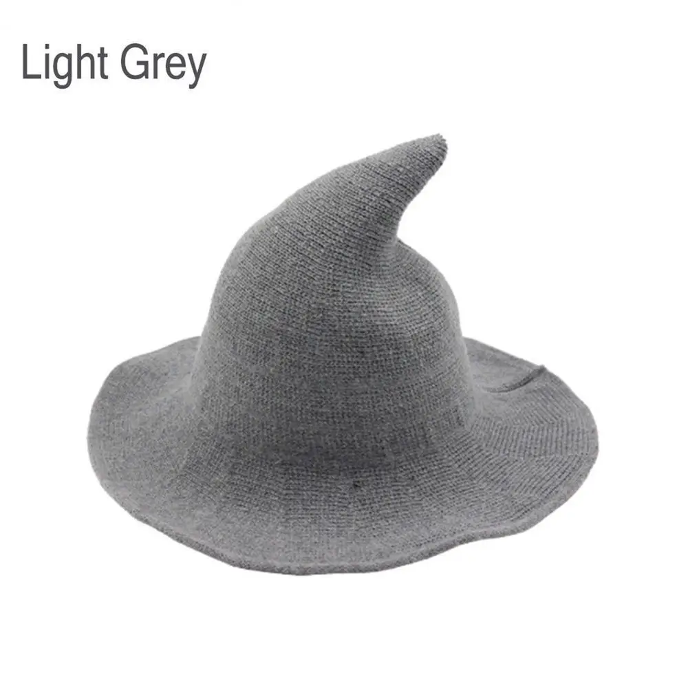 Light Grey Новые горячие Для женщин современные ведьмы шерсть шляпа складной костюм остроконечный шерстяного фетра Хэллоуин вечерние Шапки ведьмы теплые шапки и кепки - Цвет: Light Grey