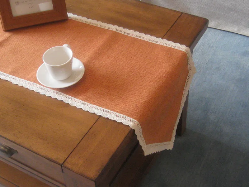 

Home Decoration Simple Style Lace burlap Table Runner Wedding Cotton Linen Blend Solid Table Cover 30*180cm /30*200cm /30*220cm