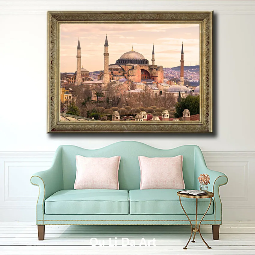 Картина маслом распечатанная на холсте в турецком стиле голубая собора для