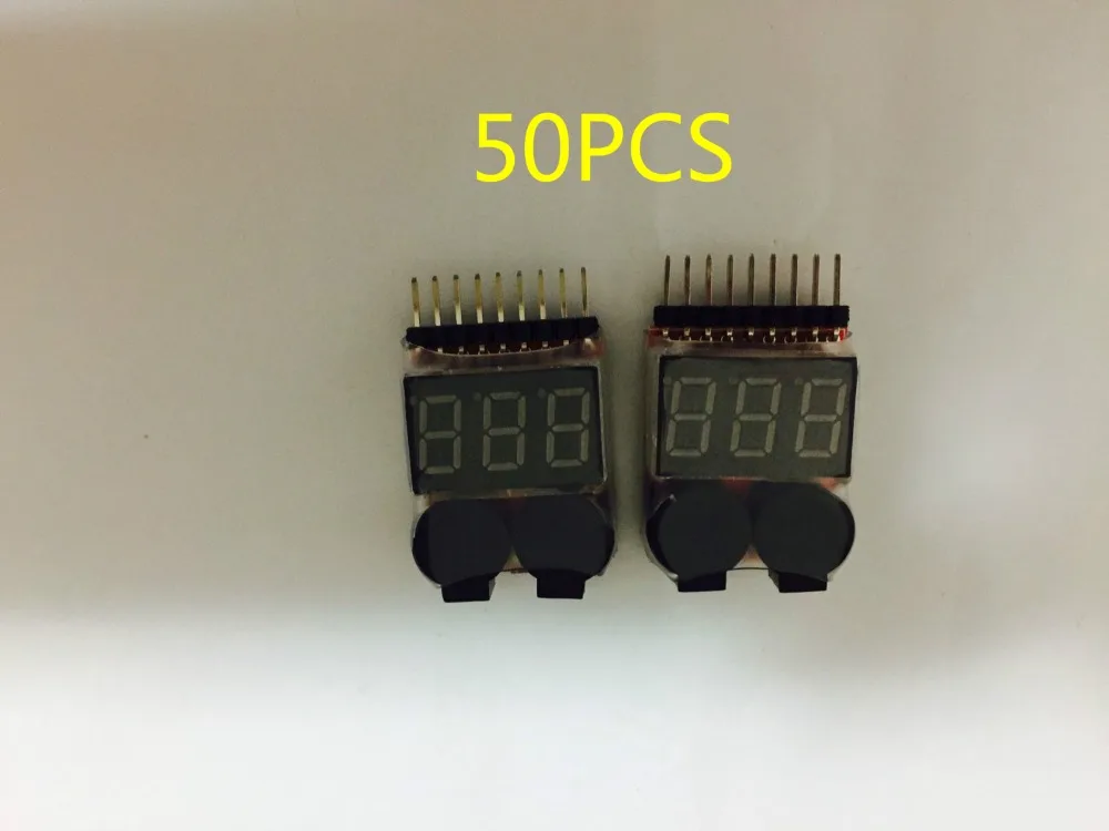 

50 шт. 2в1 сигнал низкого напряжения 1-8S Lipo/li-ion тестер напряжения батареи