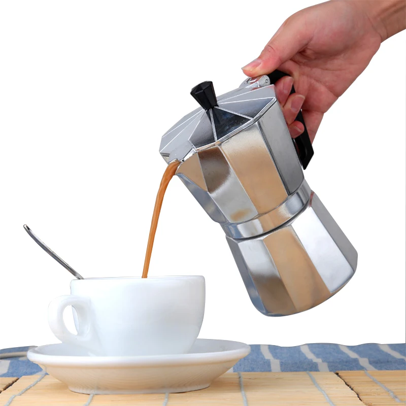 Кофеварка для эспрессо алюминиевая с коричневой ручкой 1/2/3/6/9 чашек|coffee pot|espresso