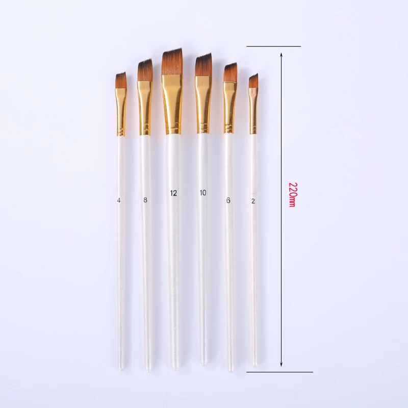 slanted 6 шт. кисти для рисования акварельные гуаши кисти для рисования разной формы круглый острый кончик нейлоновые кисти для окрашивания волос комплект, принадлежности для живописи - Цвет: slanted