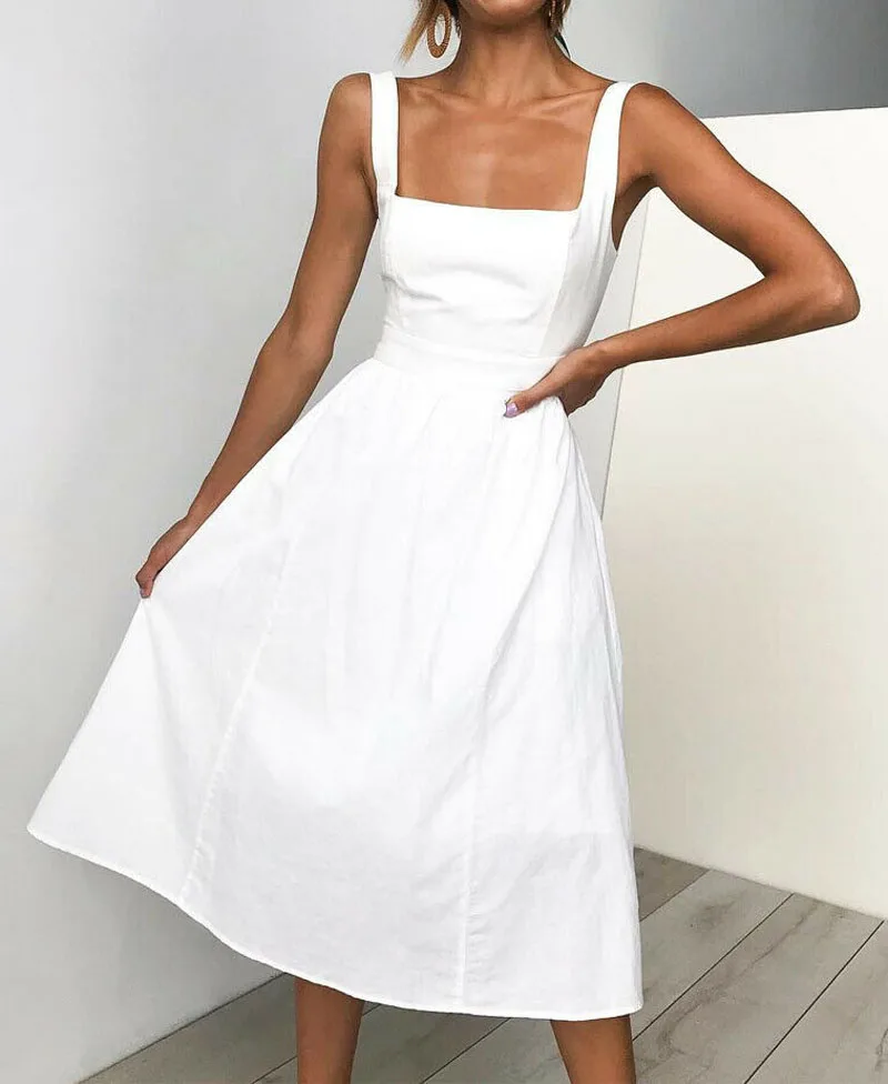 Hot Sale 2019 Women Summer Ladies Sexy Comfy Bandage Strappy Sleeveless Solid Evening Party Beach Dress Sundress | Женская одежда