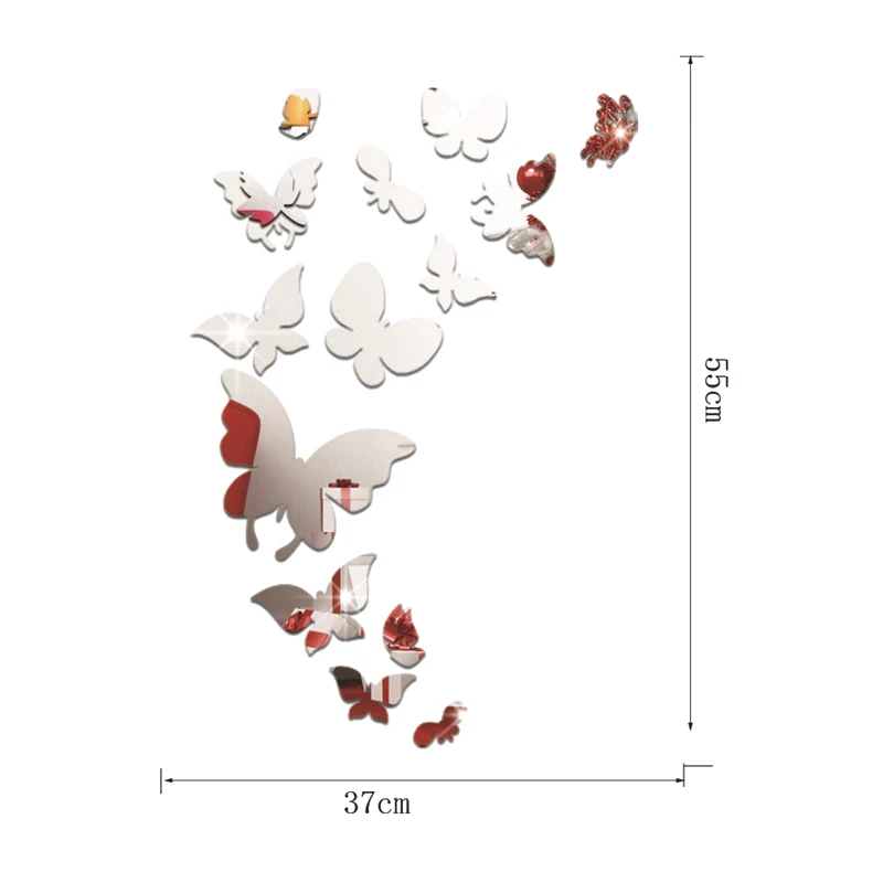 Креативные зеркальные настенные наклейки с бабочками для детской комнаты кухни